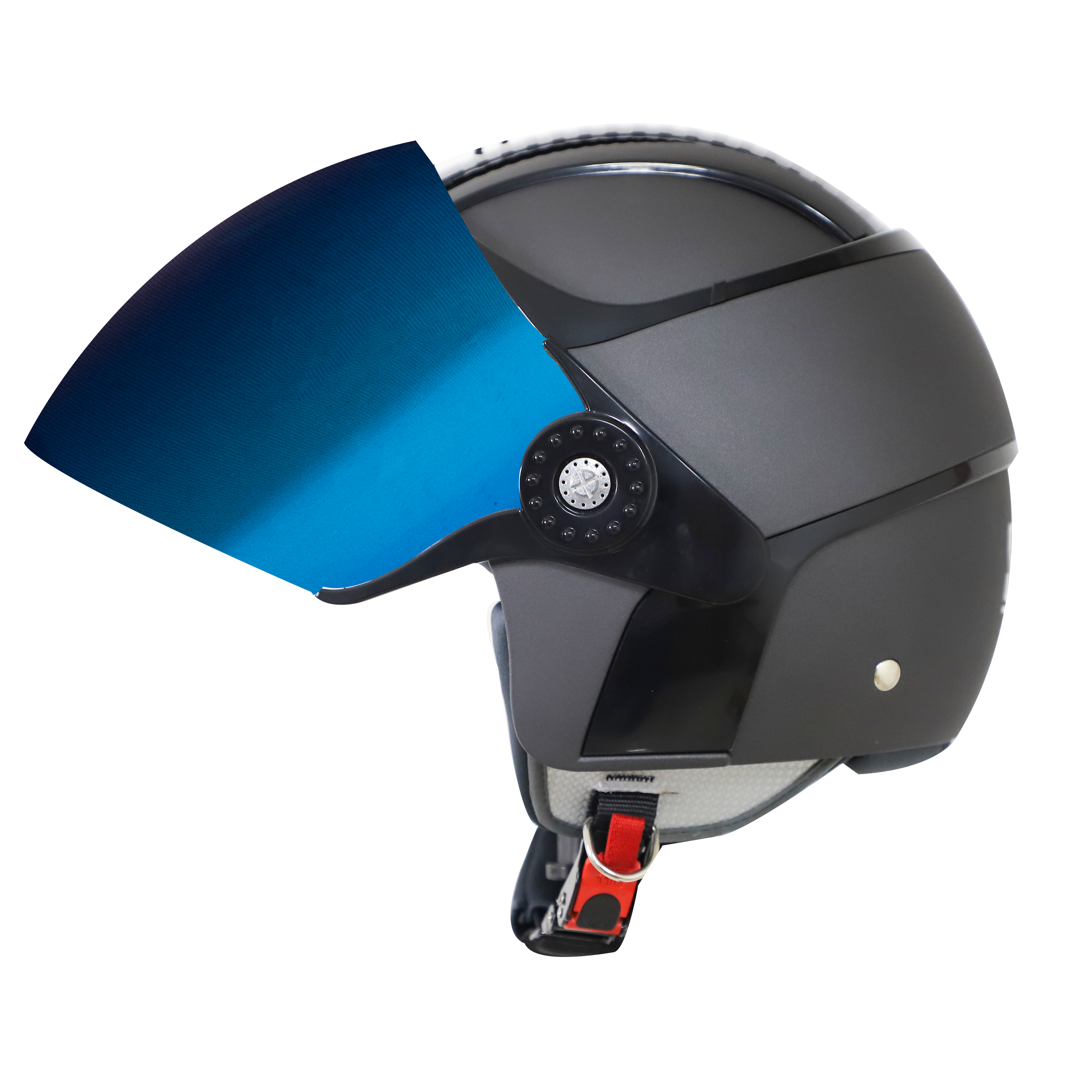 SB-29 AER MAT H.GREY WITH BLACK (FITTED WITH CLEAR VISOR WITH EXTRA CHROME BLUE VISOR FREE) 